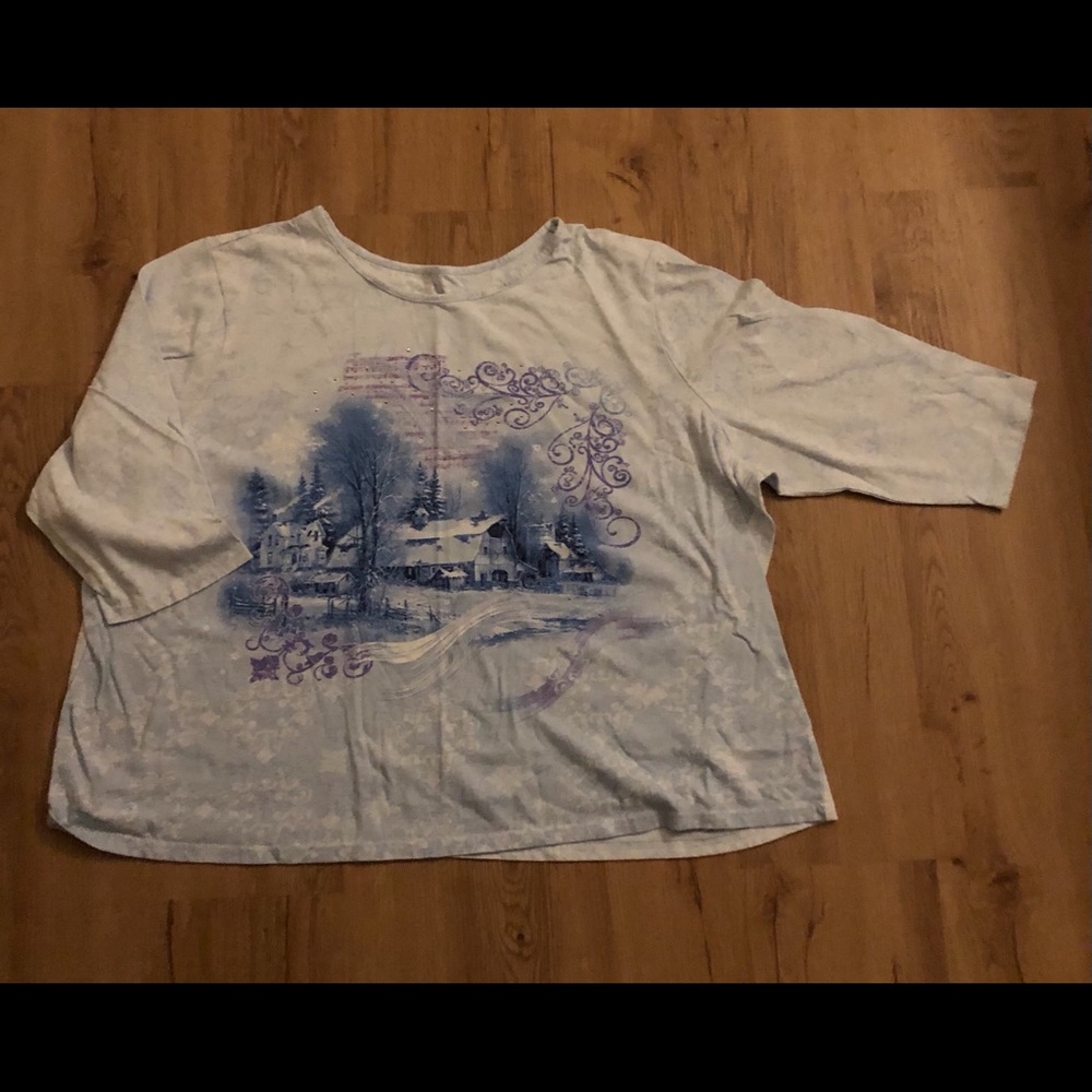 Holiday Editions T-Shirt Lt Blue Women’s size 1X